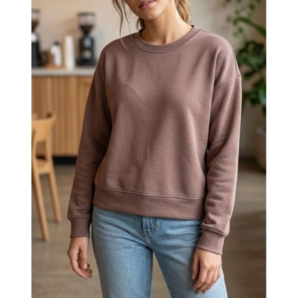 Scoop Womens Mauve Brown Relaxed Crewneck Sweatshirt Drop Shoulder XS SC018698
